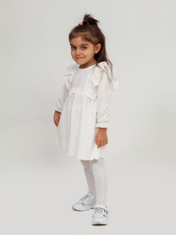 Купить 321-МО. Платье из муслина детское, хлопок 100% молочный, р. 98,104,110,116 в Ессентуках
