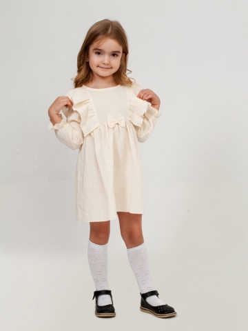 Купить 321-СЛ. Платье из муслина детское, хлопок 100% сливочный, р. 98,104,110,116 в Ессентуках
